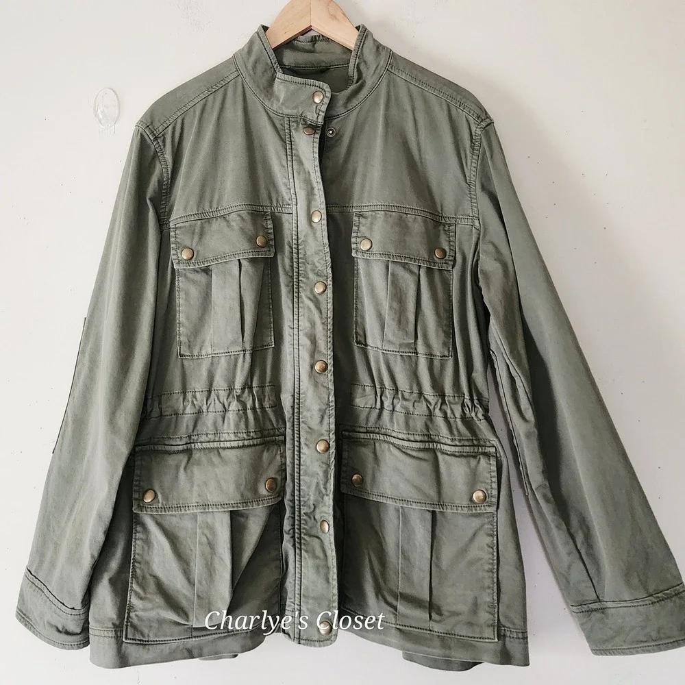 Gap‎ Womens Olive Green Utility Field Chore Jacket L Transitional Outerwear